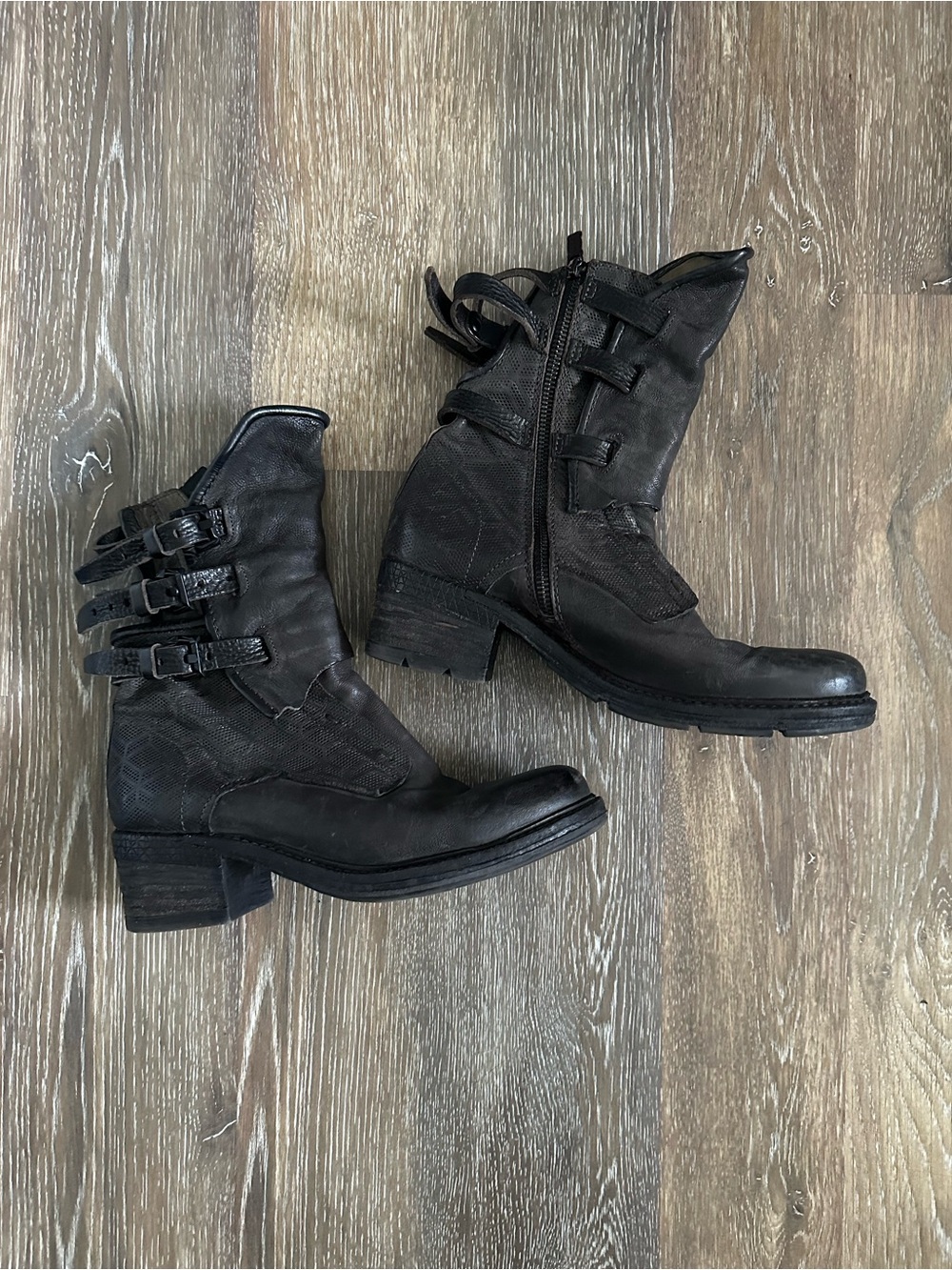 AS98 Leather Buckle Boots Size